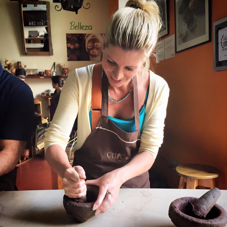 Jen Jedda learning to make chocolate