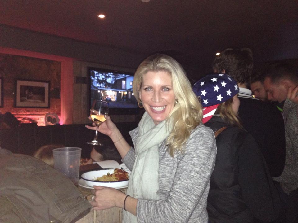 Jen watching the 2015 Superbowl in Edinburgh