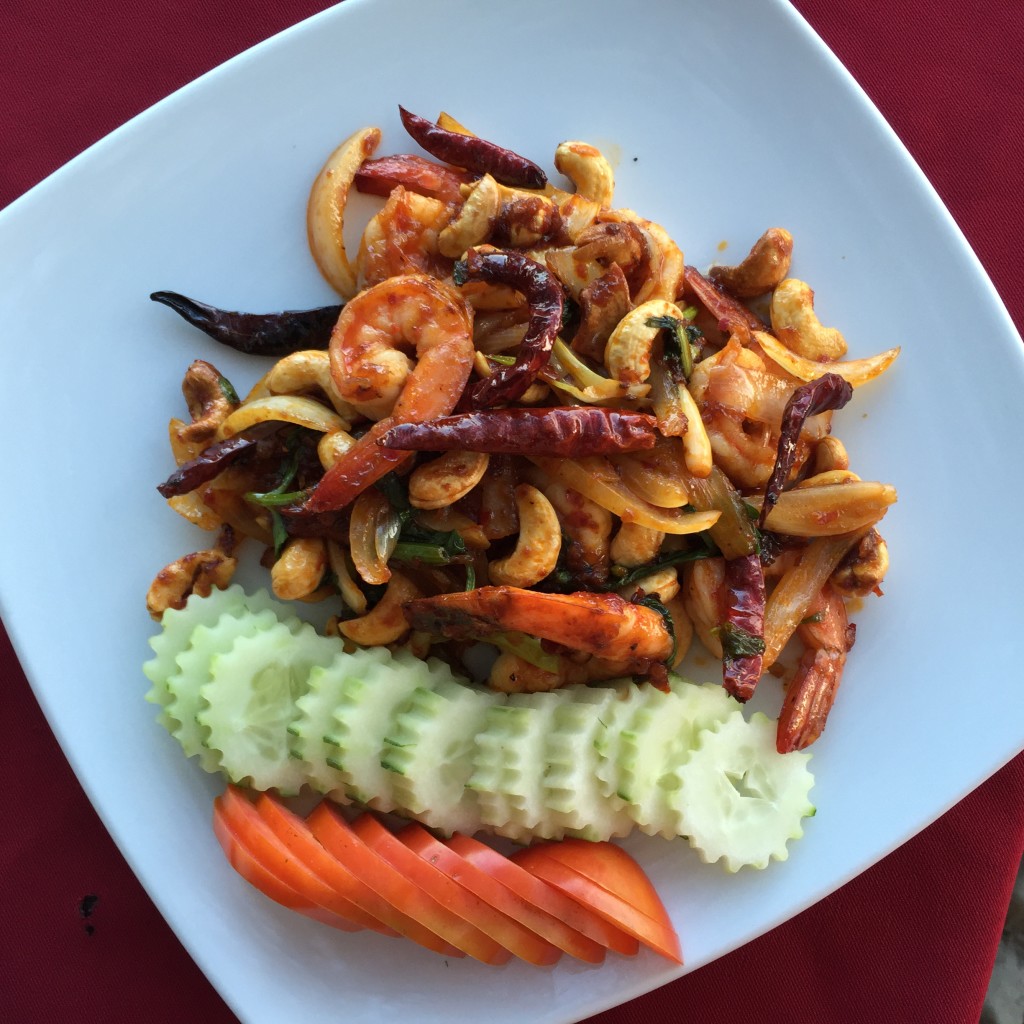 Stir fried prawns and cashews